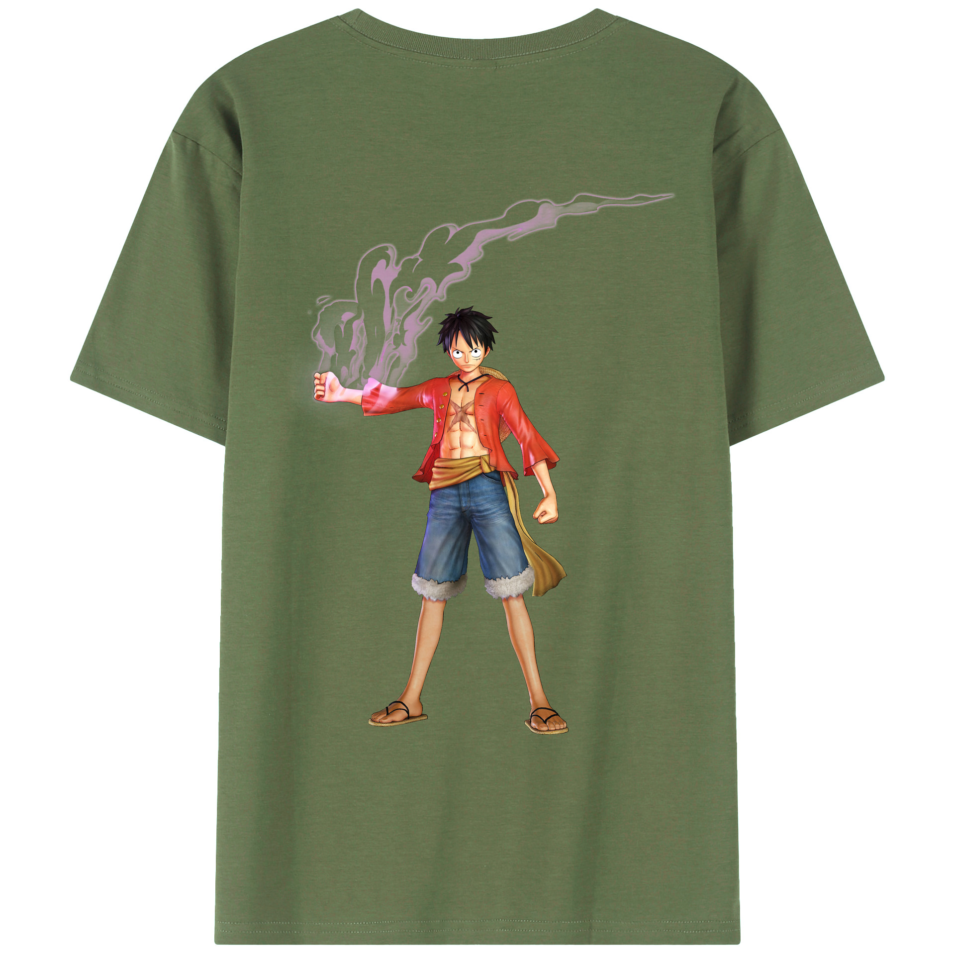 ワンピース モンキー・D・ルフィ ONE PIECE Monkey D. Luffy 綿100％ メンズ半袖Tシャツ（バックプリント） 通気性